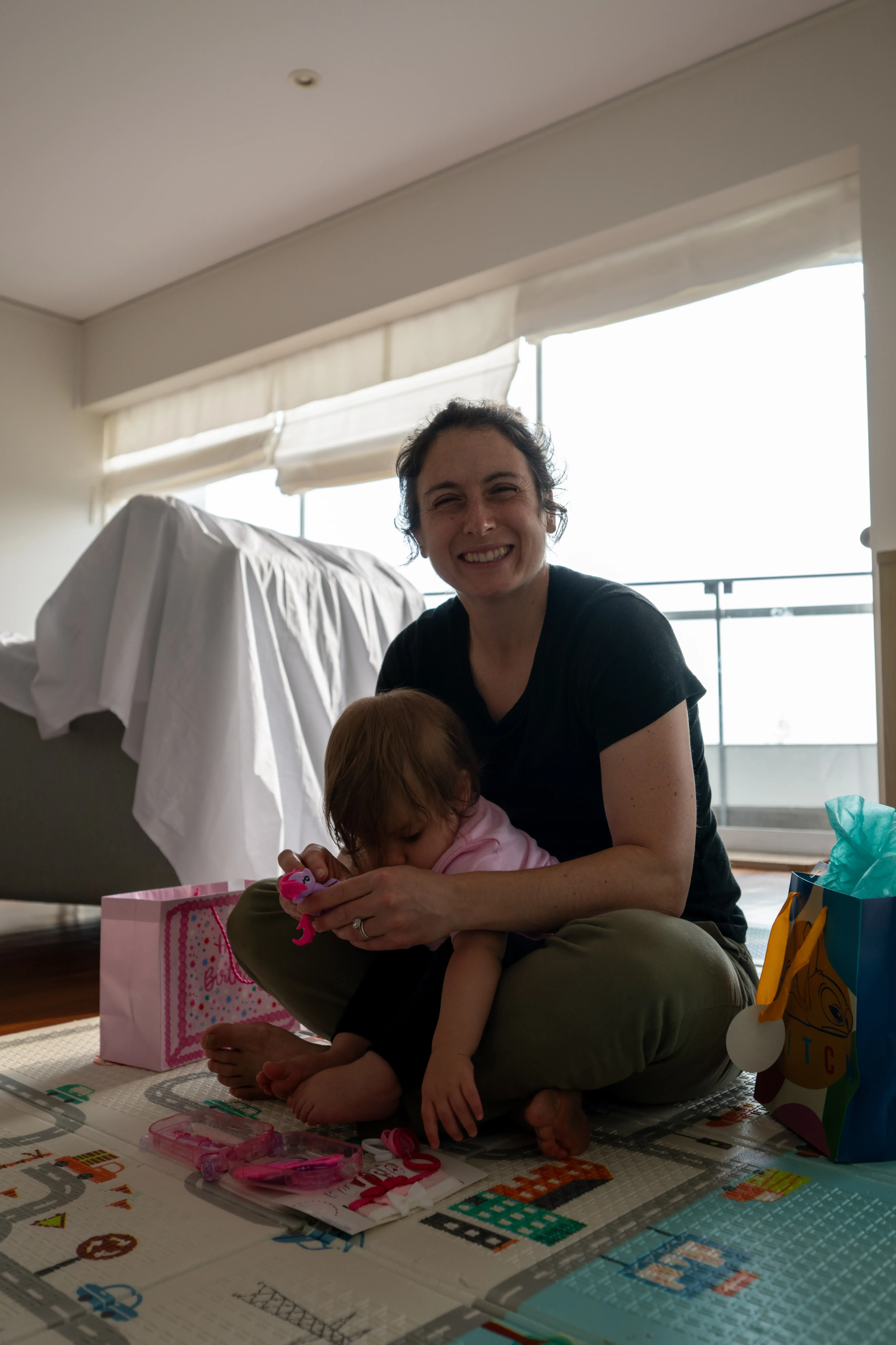 Opening presents with Mom